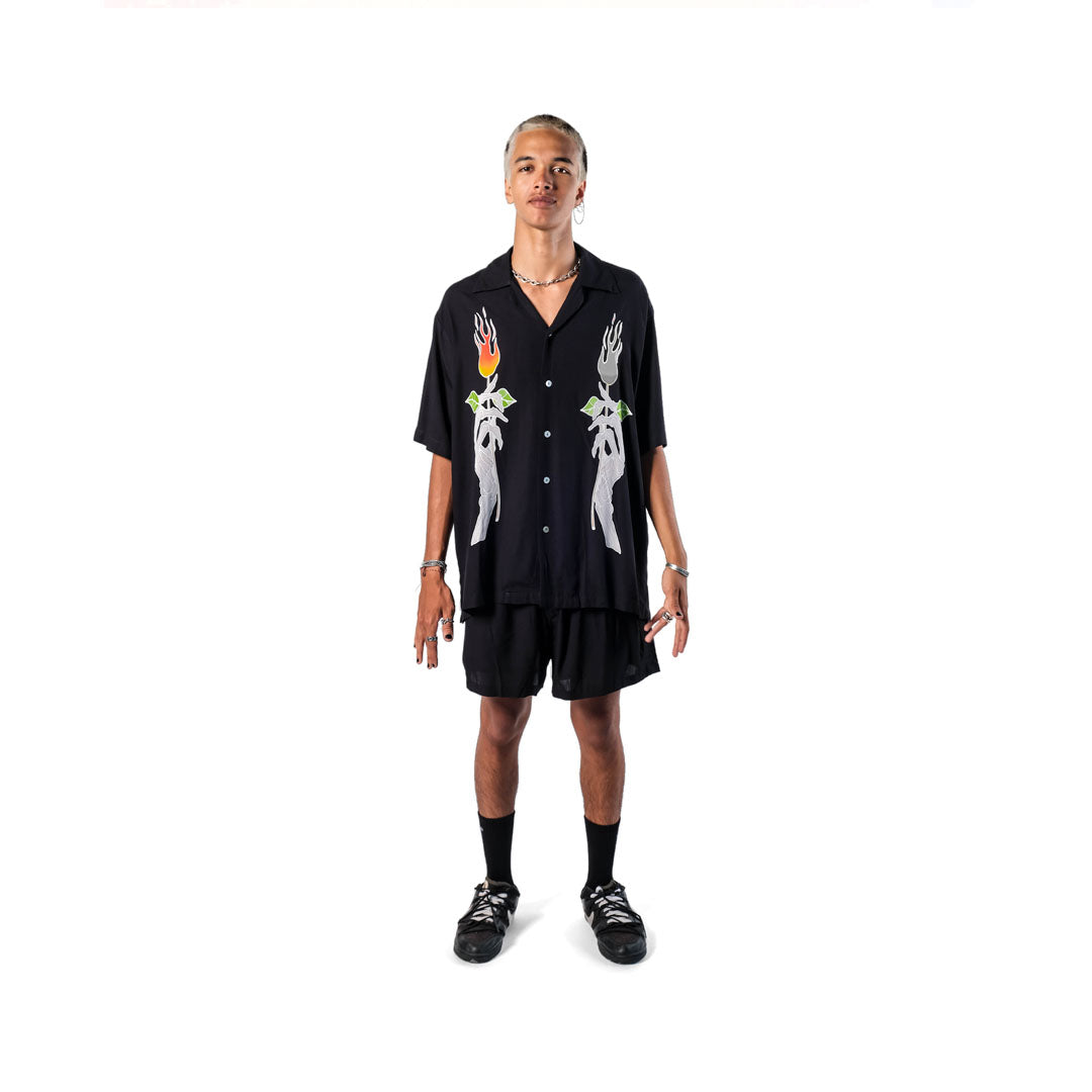 The Esoteric World X Revolver Shirt Flaming Skull Multi