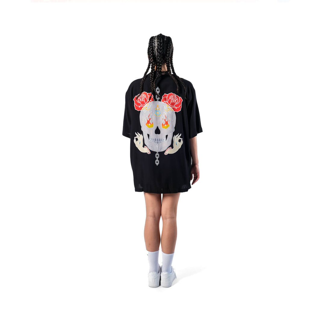 The Esoteric World X Revolver Shirt Flaming Skull Multi