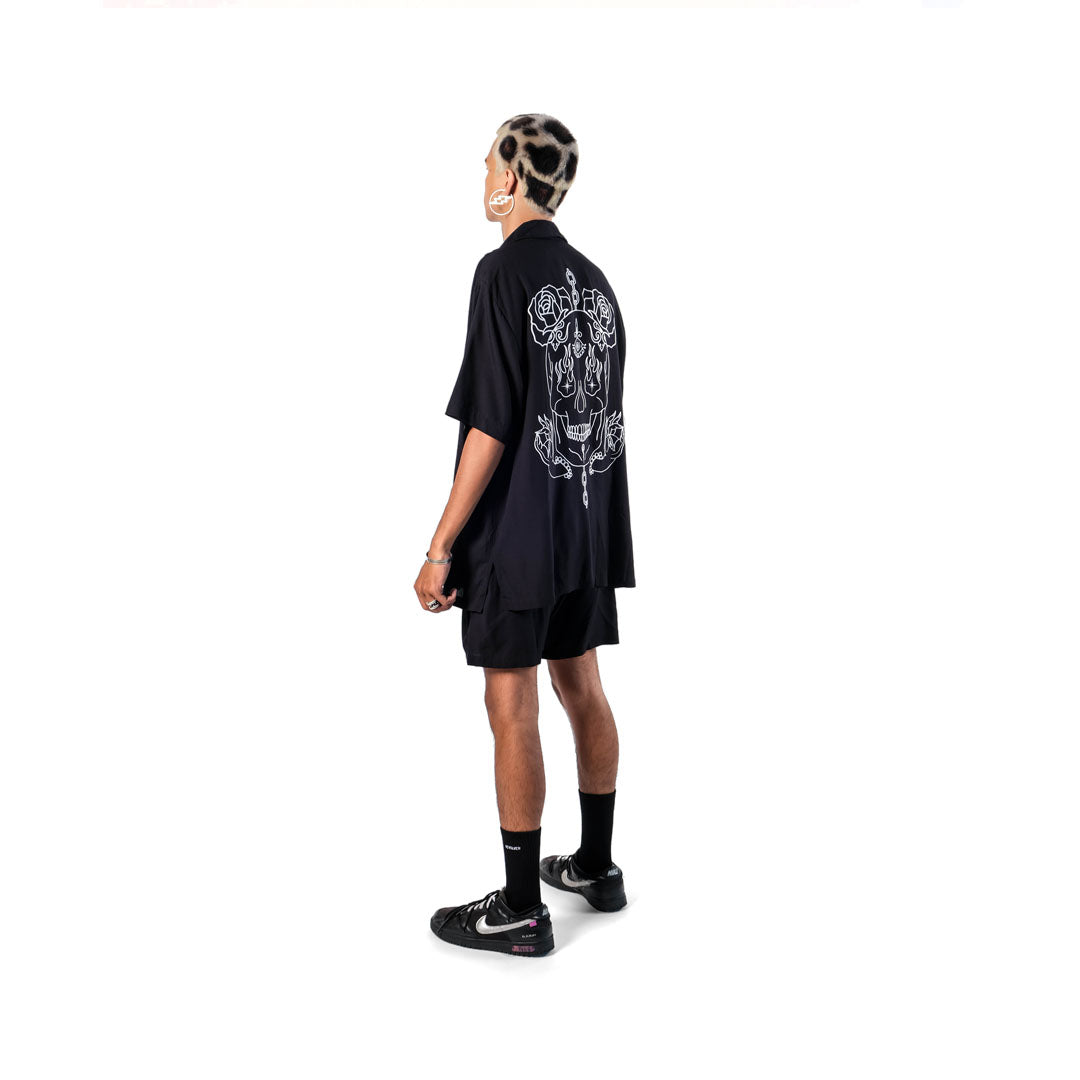 The Esoteric World X Revolver Shirt Flaming Skull Black