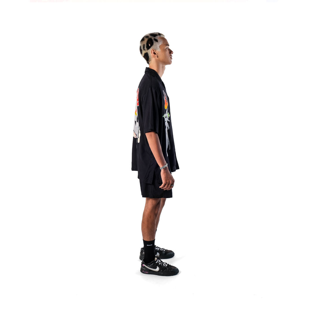 The Esoteric World X Revolver Shirt Flaming Skull Multi