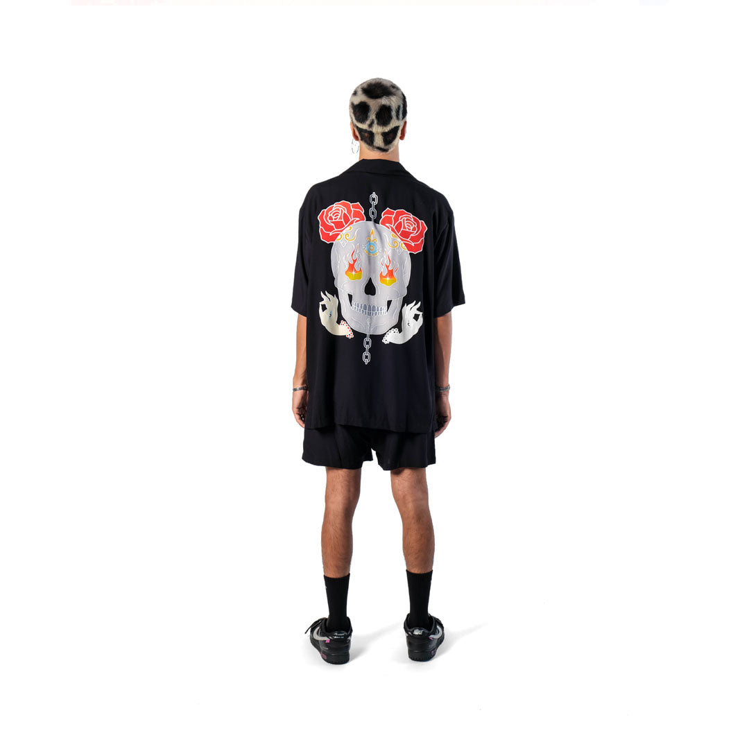The Esoteric World X Revolver Shirt Flaming Skull Multi