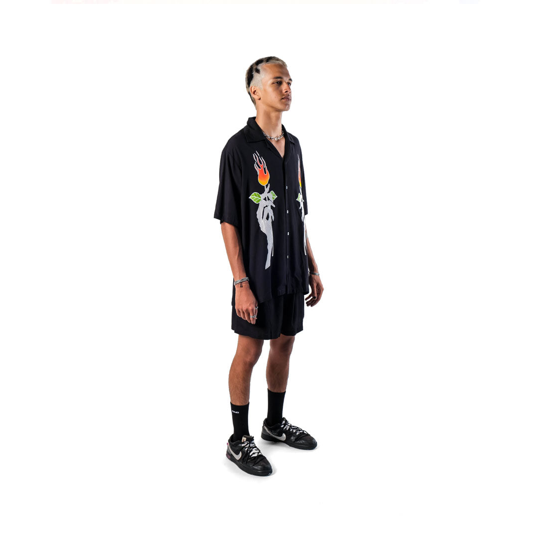 The Esoteric World X Revolver Shirt Flaming Skull Multi