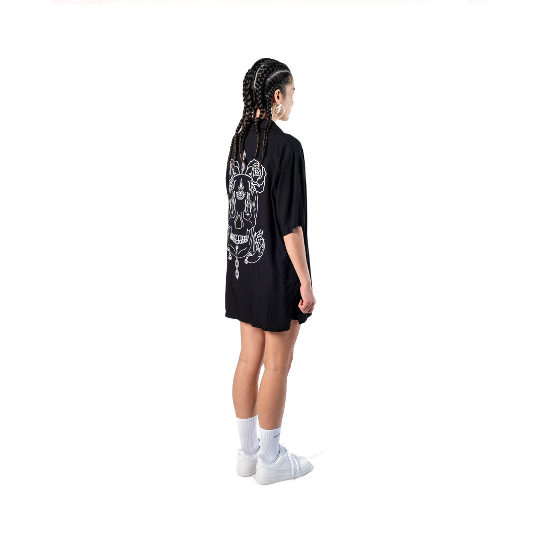 The Esoteric World X Revolver Shirt Flaming Skull Black