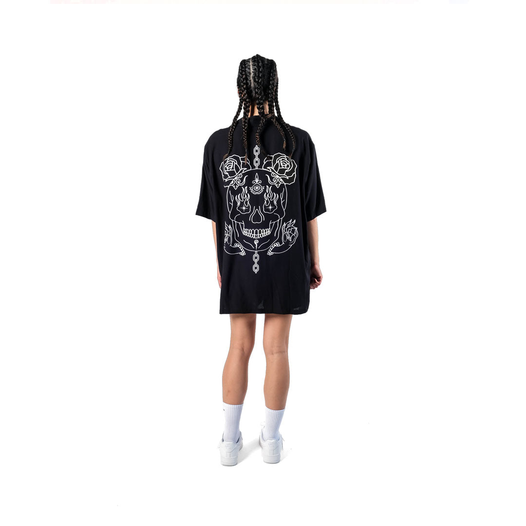 The Esoteric World X Revolver Shirt Flaming Skull Black