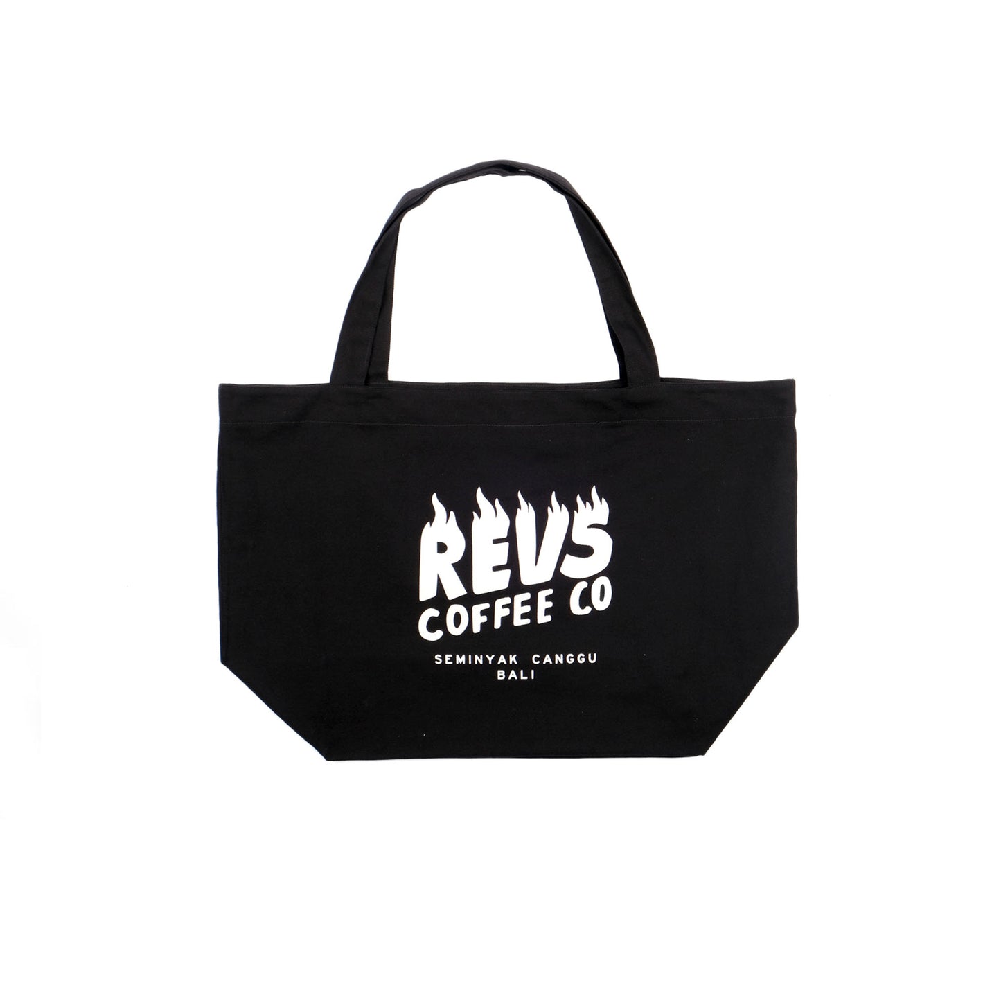 Revs Coffee Co Black Tote Bag Double Oxford Screen Printed