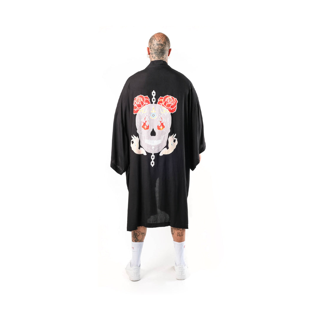 The Esoteric World X Revolver Kimono Flaming Skull Multi